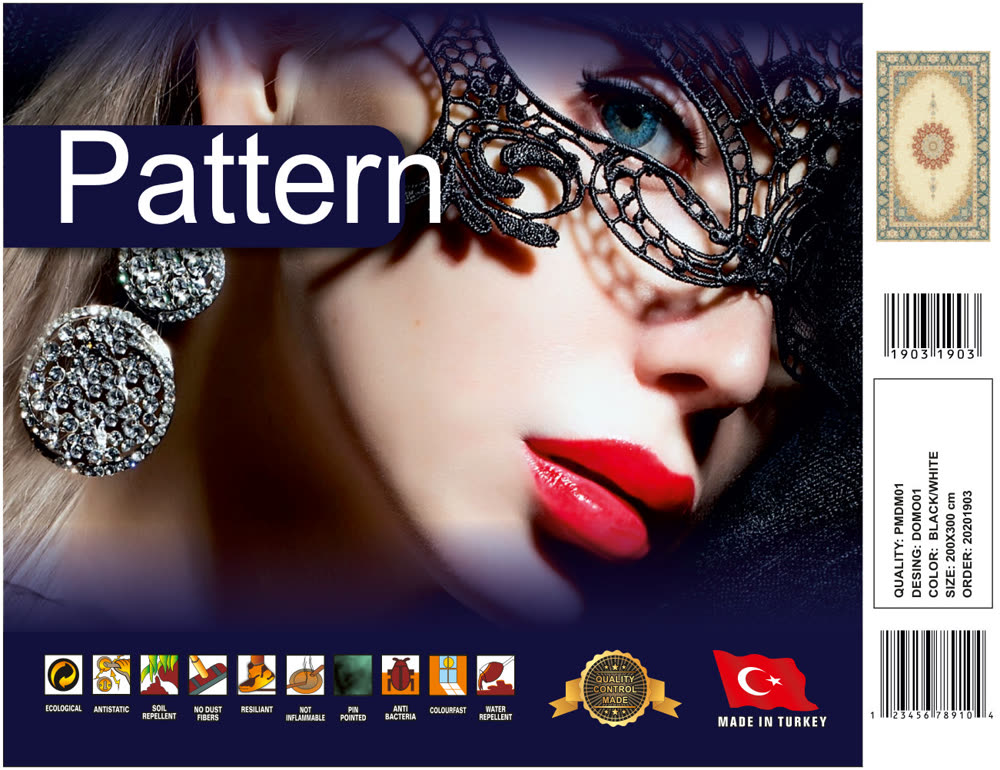 Pattern halı sırt etiketi örneği