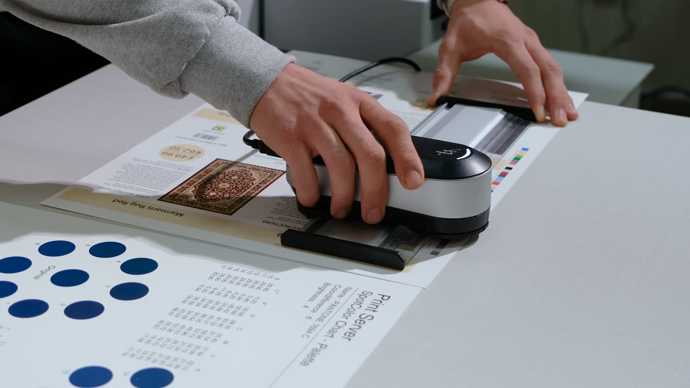 Halı insert tasarımının renk ölçüm cihazıyla kontrolü